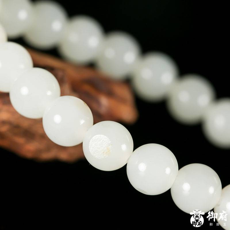 新疆和田玉白玉籽玉 圓珠手鏈 26.4克 圖片4