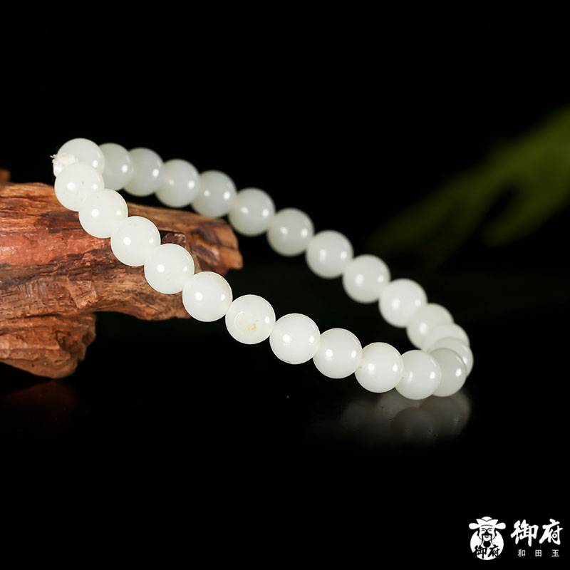 新疆和田玉白玉籽玉 圓珠手鏈 26.4克 圖片5
