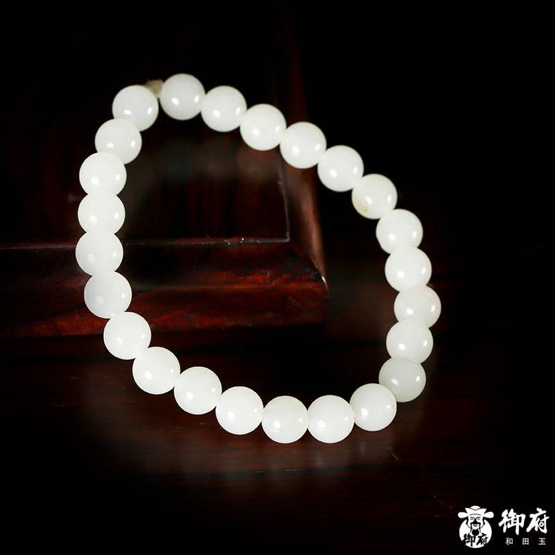 新疆和田玉白玉籽玉 圓珠手鏈 26.4克 圖片6