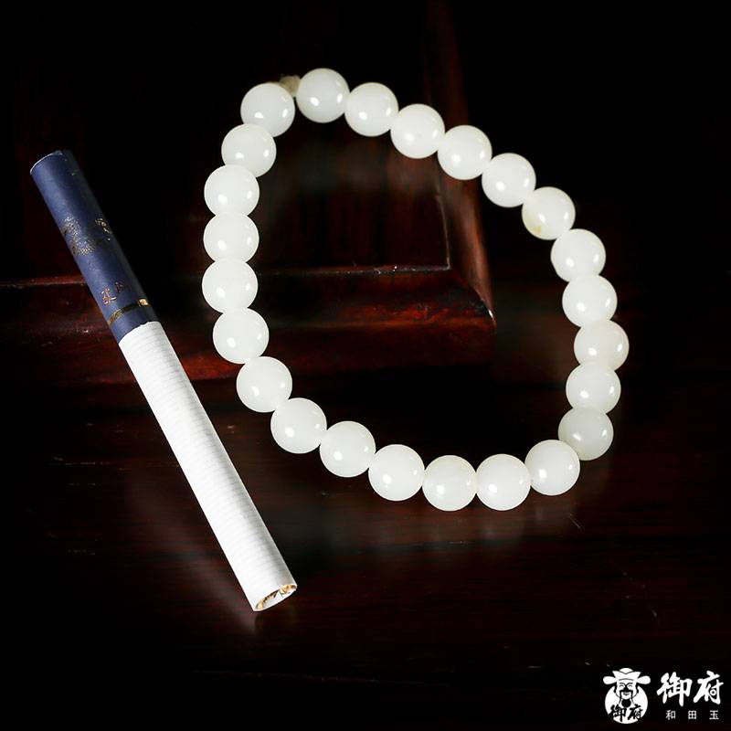 新疆和田玉白玉籽玉 圓珠手鏈 26.4克 圖片7