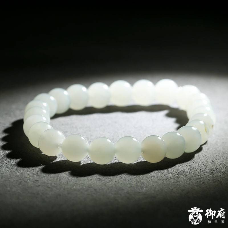 新疆和田玉白玉籽玉 圓珠手鏈 26.4克 圖片8
