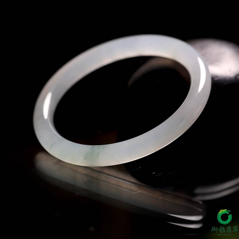 緬甸天然翡翠 冰飄藍(lán)花 福鐲 內(nèi)徑54.5mm 30.5克 圖片3