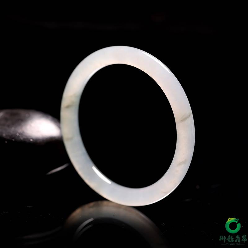 緬甸天然翡翠 冰飄藍(lán)花 福鐲 內(nèi)徑54.5mm 30.5克 圖片5