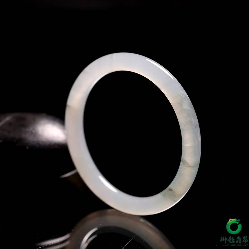 緬甸天然翡翠 冰飄藍(lán)花 福鐲 內(nèi)徑54.5mm 30.5克 圖片6