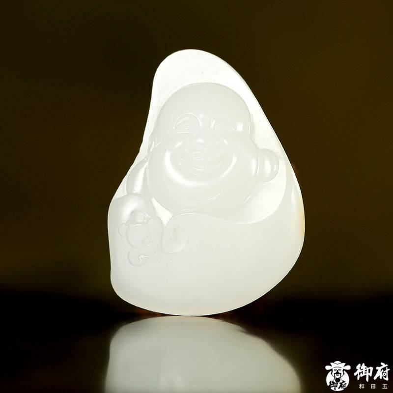 新疆和田玉羊脂白黃皮白玉獨(dú)籽掛件 彌勒 11克