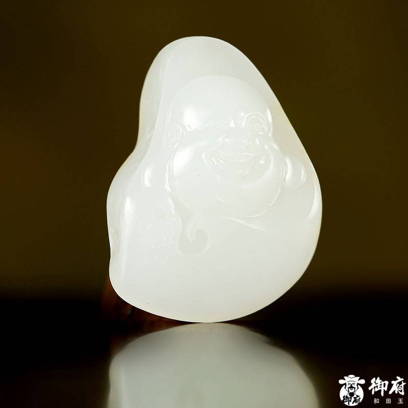 新疆和田玉羊脂白黃皮白玉獨(dú)籽掛件 彌勒 11克 圖片4