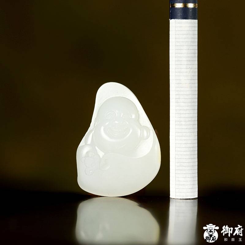 新疆和田玉羊脂白黃皮白玉獨(dú)籽掛件 彌勒 11克 圖片7