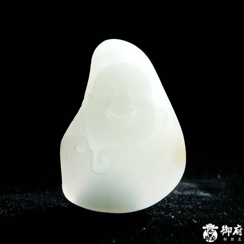 新疆和田玉羊脂白黃皮白玉獨(dú)籽掛件 彌勒 11克 圖片8