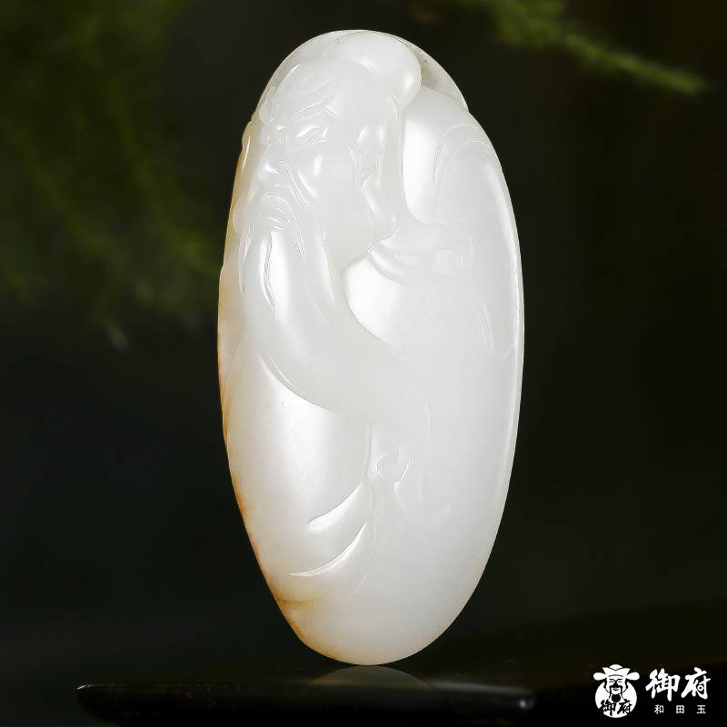 新疆和田白玉黃皮籽料吊墜 關(guān)公 28克 圖片7