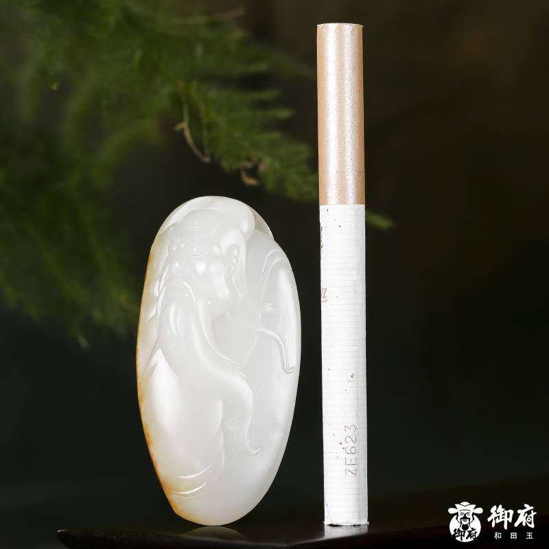 新疆和田白玉黃皮籽料吊墜 關(guān)公 28克 圖片9