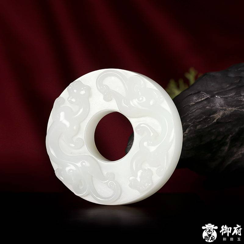 新疆和田籽料 羊脂白玉 螭龍璧 72克 圖片2