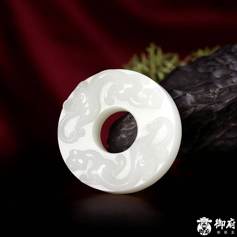 新疆和田籽料 羊脂白玉 螭龍璧 72克 圖片3