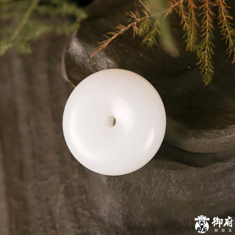 新疆和田玉原毛孔皮羊脂白玉籽玉掛件 平安扣 19克 圖片6