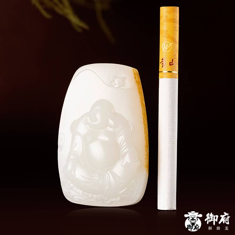 新疆和田玉一級白玉灑金皮白玉籽玉玉牌 佛引福來 54.6克 圖片2