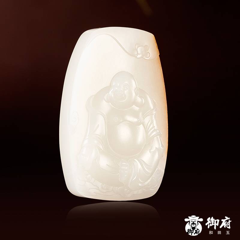 新疆和田玉一級白玉灑金皮白玉籽玉玉牌 佛引福來 54.6克 圖片6