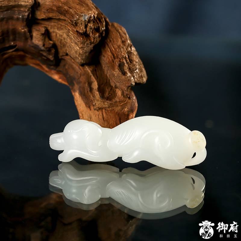 新疆和田玉黃皮白玉籽玉掛件 守業(yè)旺財 18.8克 圖片2