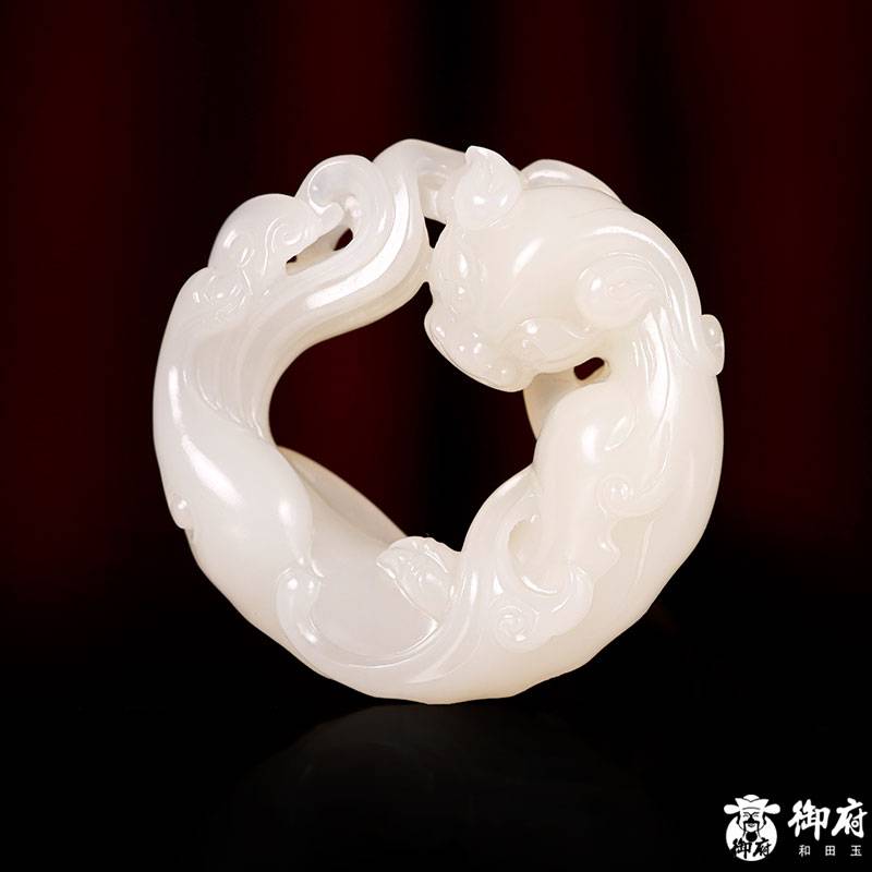 新疆和田玉白玉籽玉掛件 螭龍璧 22.2克 圖片2