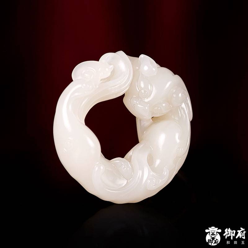 新疆和田玉白玉籽玉掛件 螭龍璧 22.2克 圖片4