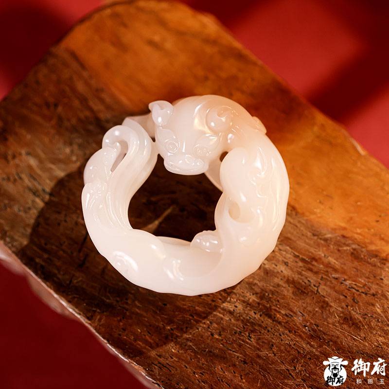新疆和田玉白玉籽玉掛件 螭龍璧 22.2克 圖片6