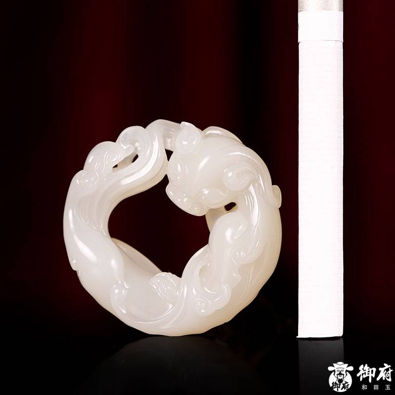 新疆和田玉白玉籽玉掛件 螭龍璧 22.2克 圖片9