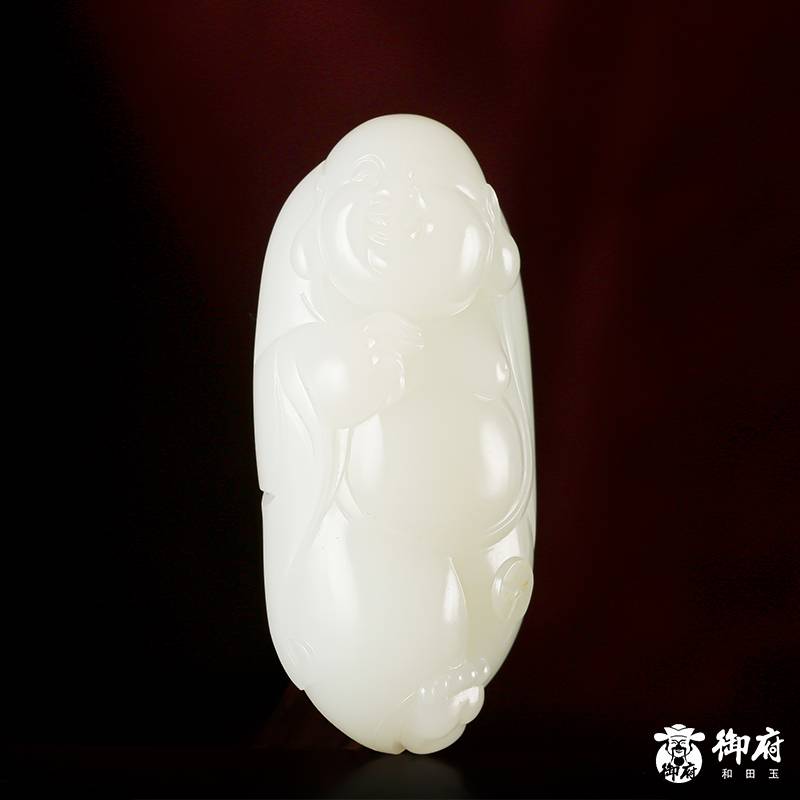 新疆和田玉白玉籽玉把件 笑佛 75克 圖片5