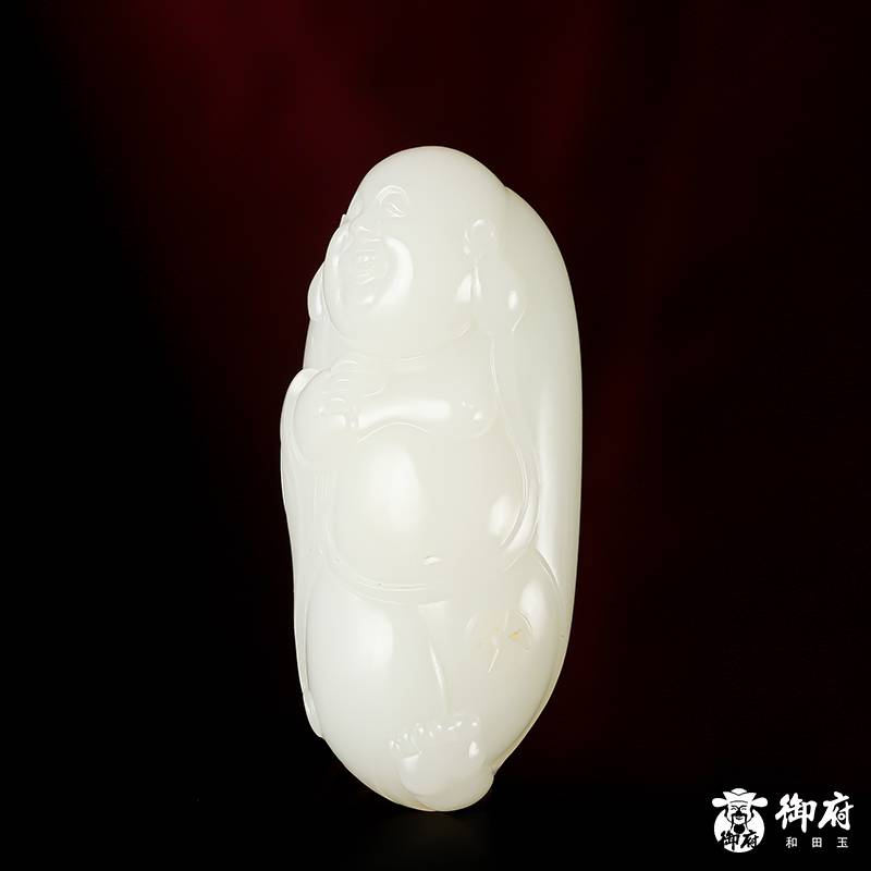 新疆和田玉白玉籽玉把件 笑佛 75克 圖片3