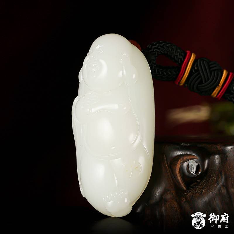 新疆和田玉白玉籽玉把件 笑佛 75克 圖片4