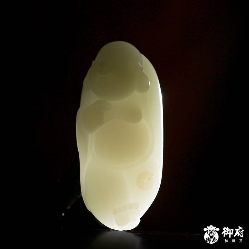 新疆和田玉白玉籽玉把件 笑佛 75克 圖片8