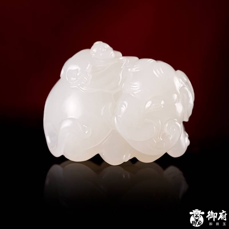 新疆和田玉灑金皮白玉籽料掛件 封侯拜相 16.7克