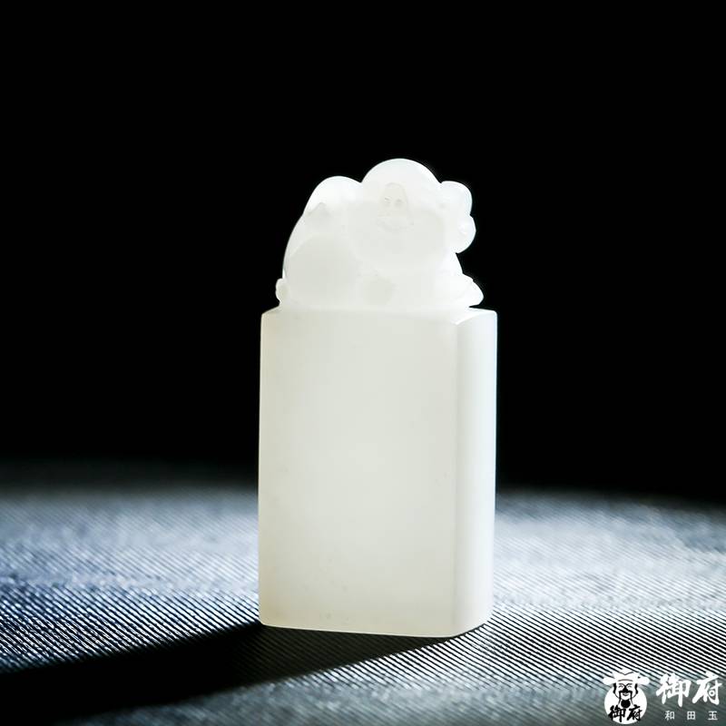 新疆和田玉白玉籽玉 福豬印章 10克 圖片2