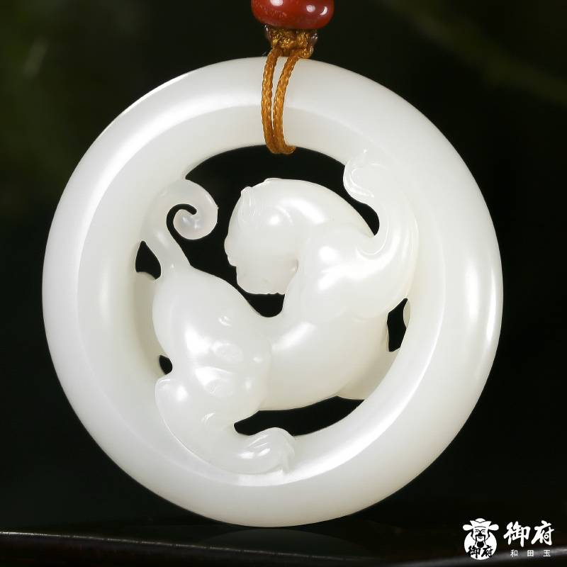新疆和田玉白子籽玉挂件 虎环 46g 图片6