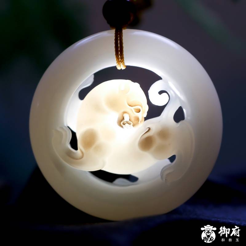 新疆和田玉白子籽玉挂件 虎环 46g 图片8