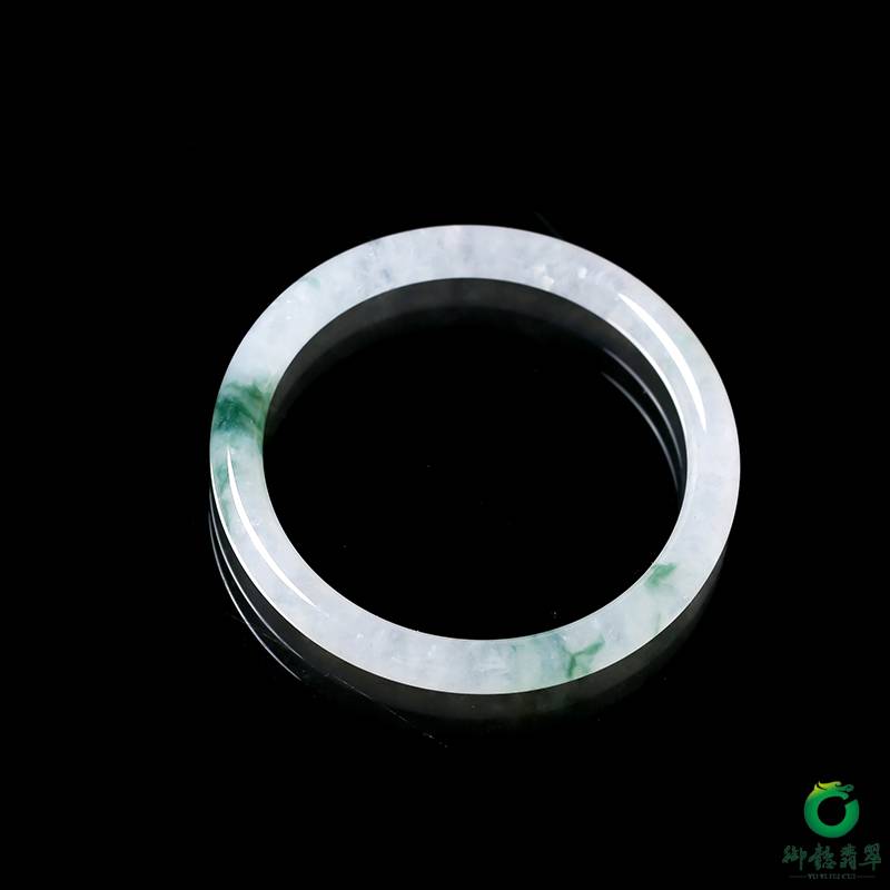 缅甸天然A货冰糯种飘花细圆条手镯 内径53.5mm