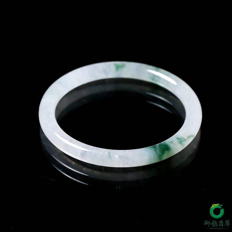 缅甸天然A货冰糯种飘花细圆条手镯 内径53.5mm 缩略图2