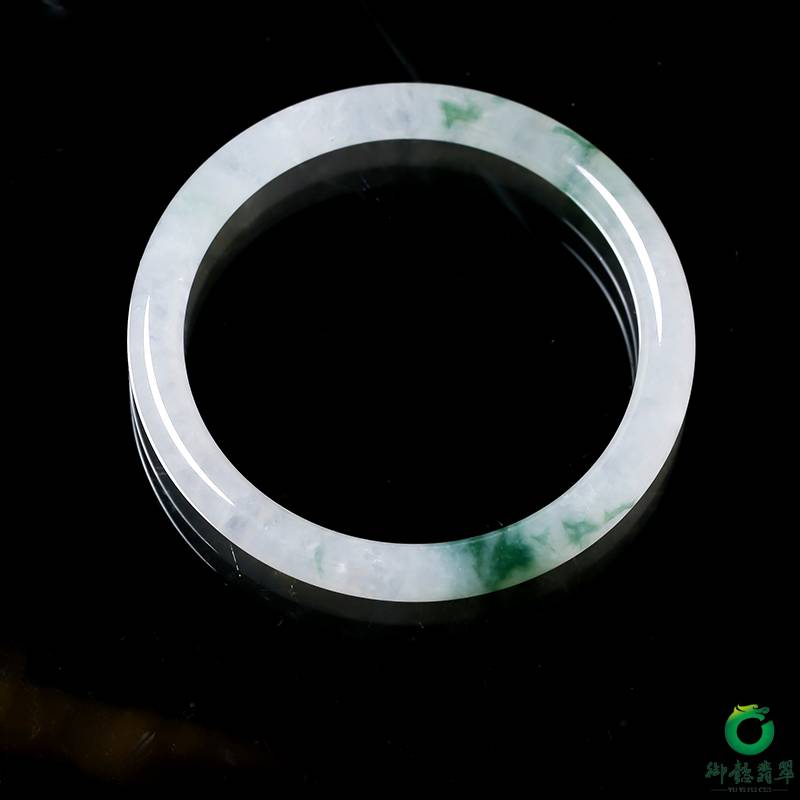 缅甸天然A货冰糯种飘花细圆条手镯 内径53.5mm 缩略图3