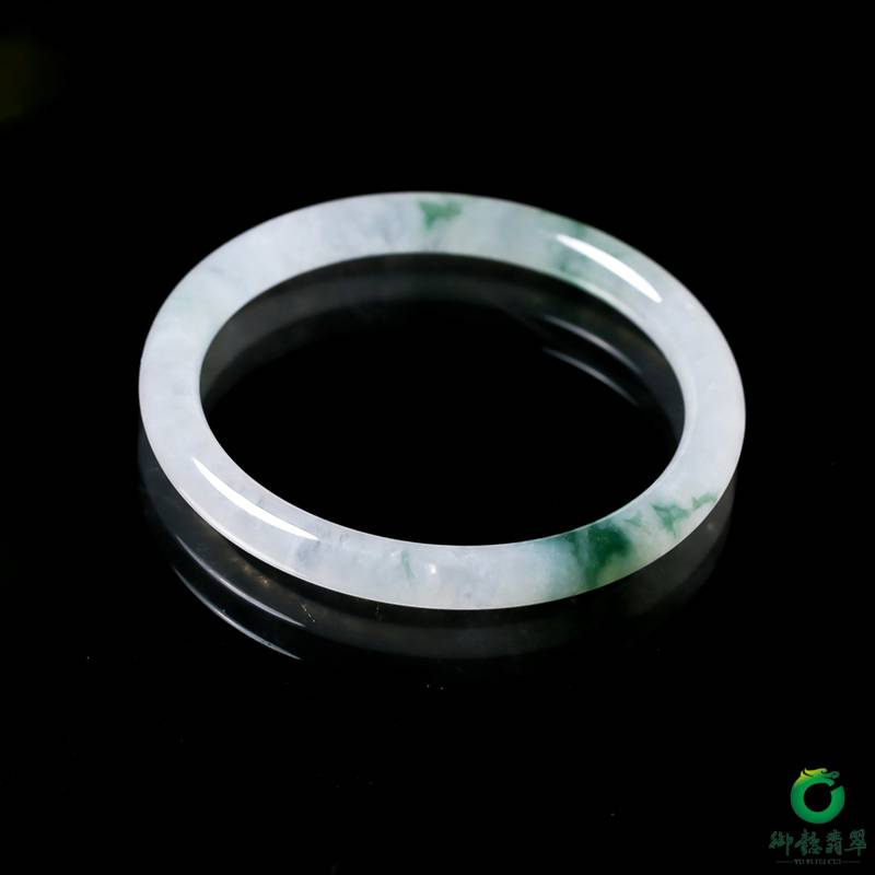缅甸天然A货冰糯种飘花细圆条手镯 内径53.5mm 缩略图4