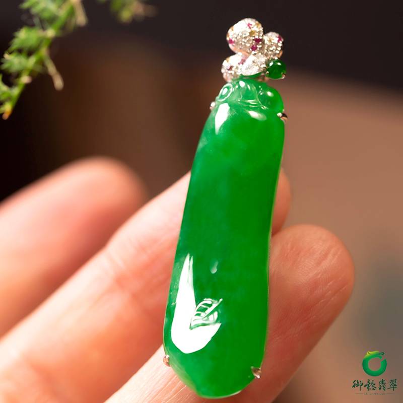 緬甸翡翠A貨18K金鑲嵌滿綠 掛墜 9克 圖片5