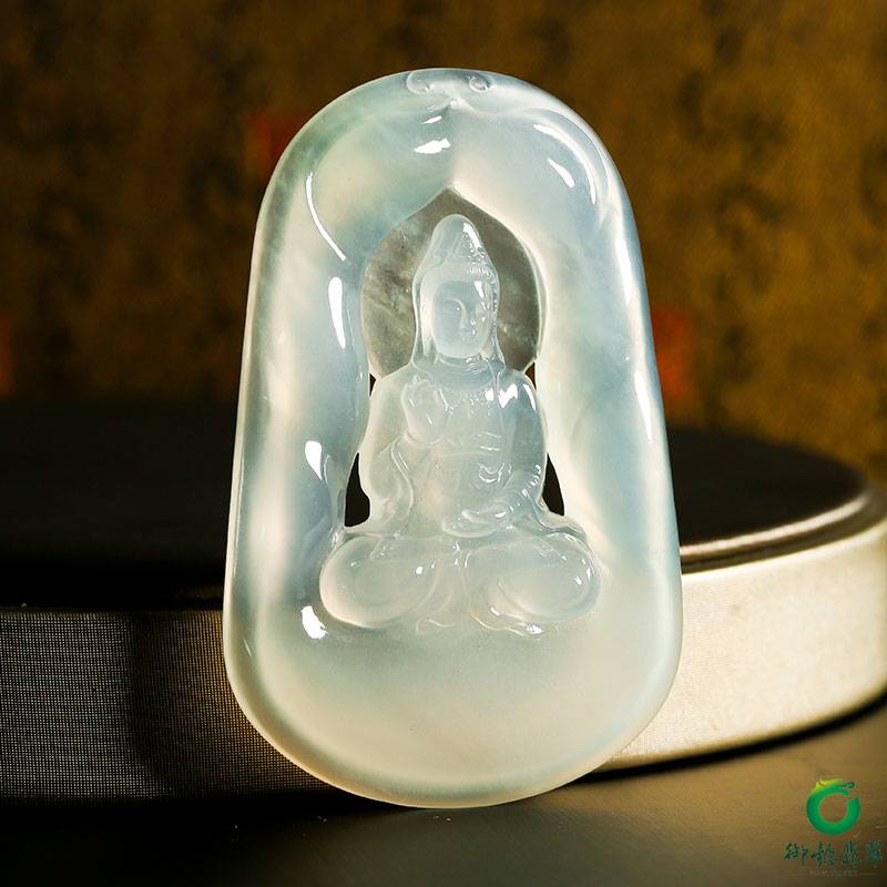 緬甸天然A貨翡翠冰種觀音掛件 38.1克 圖片3