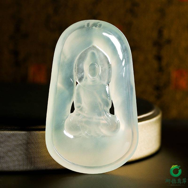 緬甸天然A貨翡翠冰種觀音掛件 38.1克 圖片5