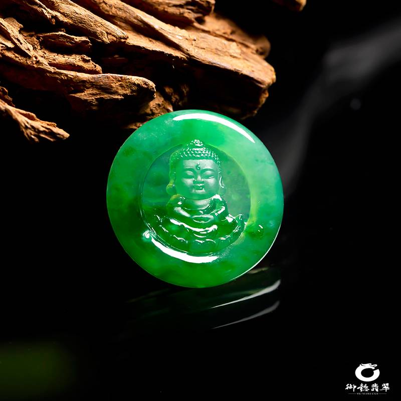 緬甸翡翠A貨冰種滿綠掛件 寶寶佛 8.1克 圖片2