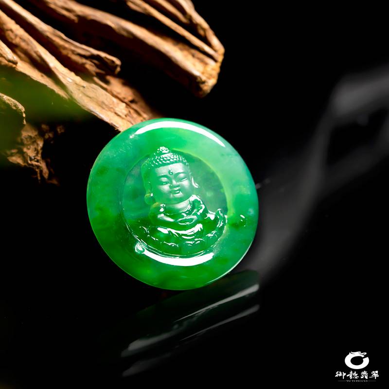 緬甸翡翠A貨冰種滿綠掛件 寶寶佛 8.1克 圖片3