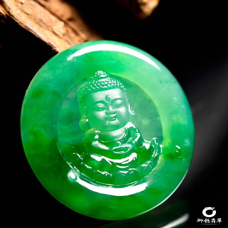 緬甸翡翠A貨冰種滿綠掛件 寶寶佛 8.1克 圖片5