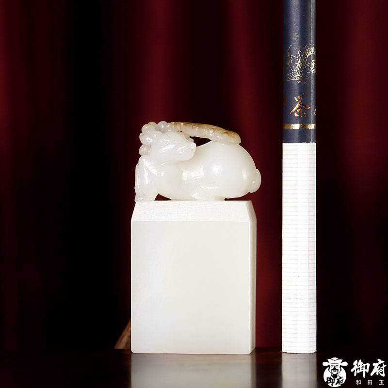 新疆和田玉秋梨皮白玉籽玉 一路如意印鈕 63克 圖片9