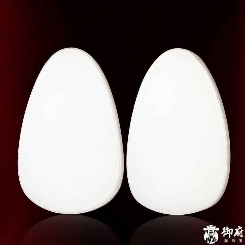 新疆和田玉灑金皮一級白玉籽玉對牌 文武財神 99.2克 圖片4