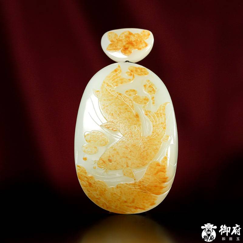 新疆和田玉黃皮白玉籽玉把件 連年有余 91.3克 圖片2