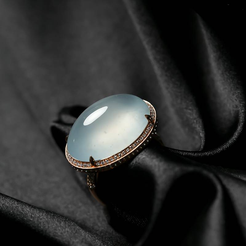 緬甸翡翠18k金鉆鑲冰種戒指 8.75克 圖片2