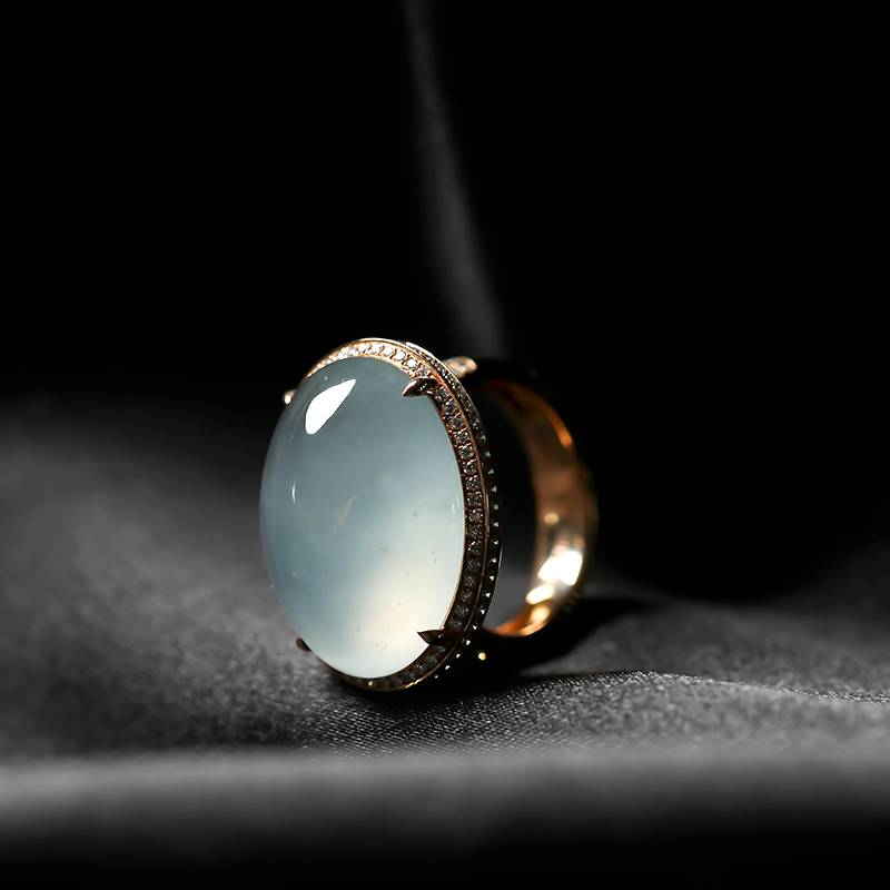 緬甸翡翠18k金鉆鑲冰種戒指 8.75克 圖片4