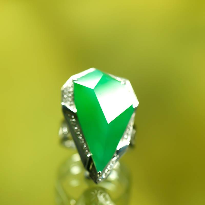 翡翠18k金切面戒指、吊墜（兩用） 圖片2