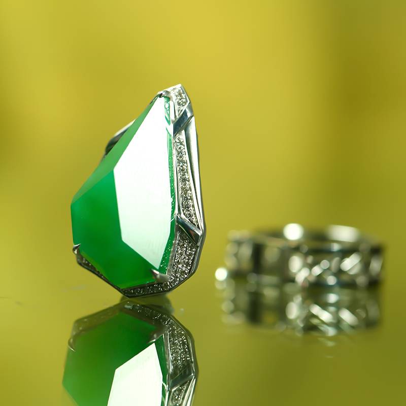 翡翠18k金切面戒指、吊墜（兩用） 圖片5