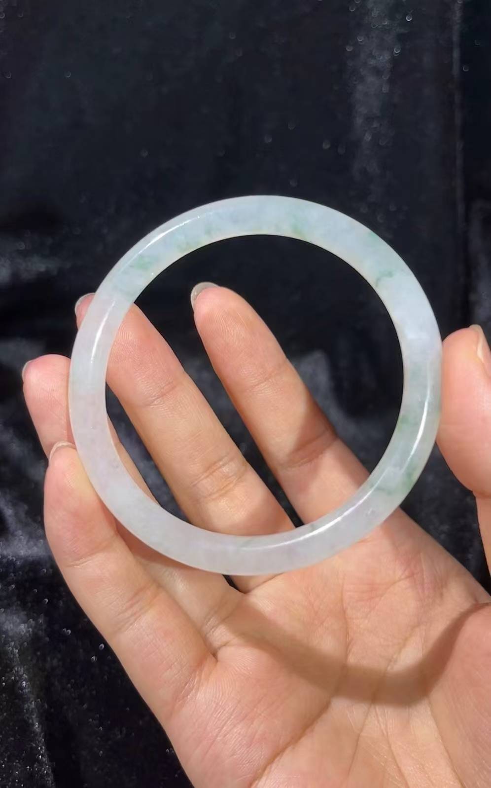 緬甸翡翠A貨冰種飄花手鐲 內(nèi)徑54mm